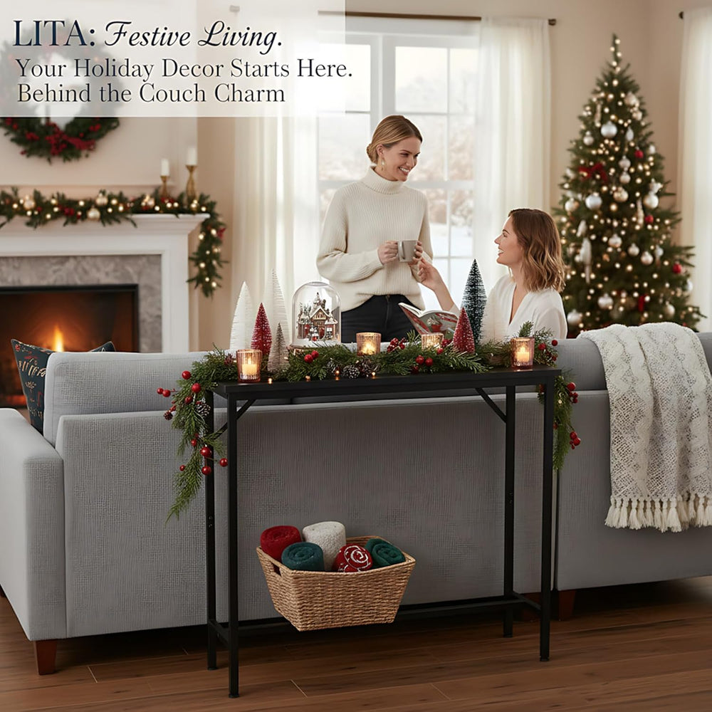 LITA Console Table, 29.5" Narrow Entryway & Thin Sofa Table for Behi...