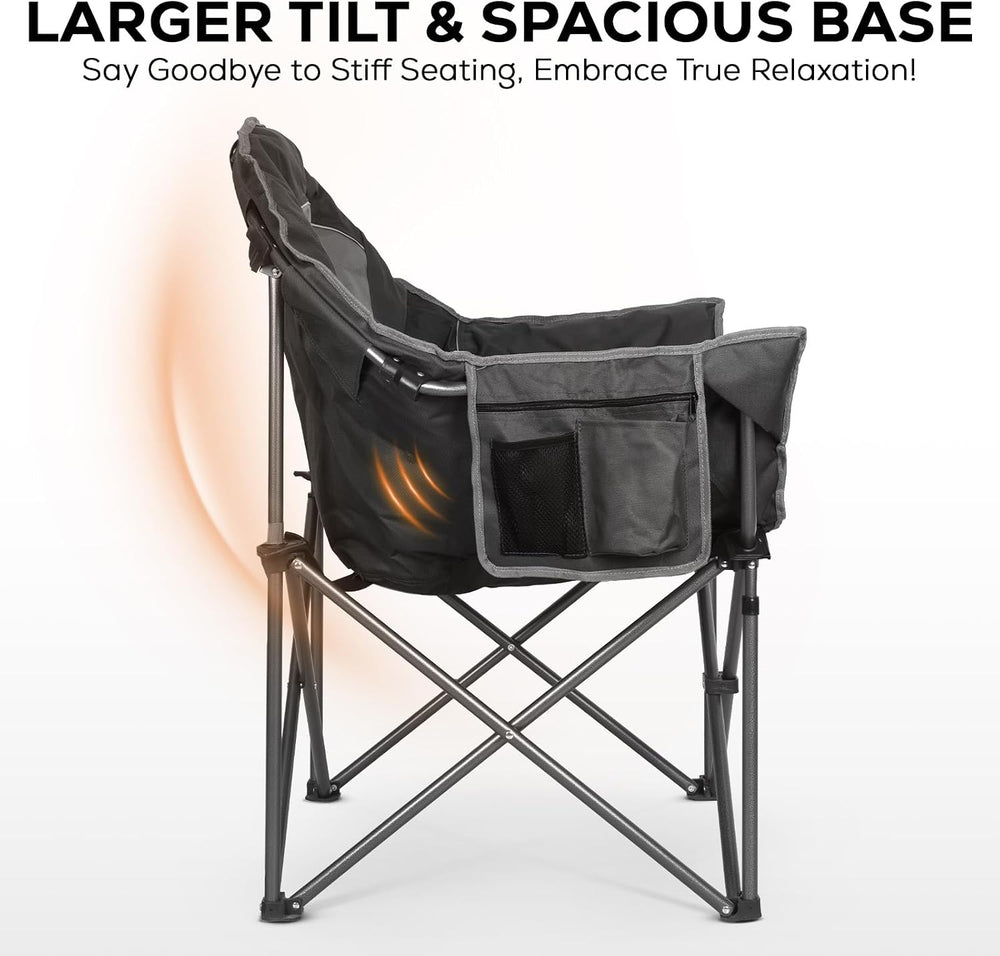 Romswi 2Pcs Oversized XL Padded Camping Chair for Adults, 500lbs Support Heav...