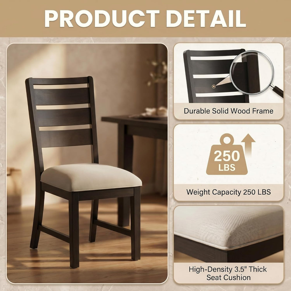 COLAMY Modern Dining Chairs Set of 2, Breathable Fabric Kitchen Chairs with H...