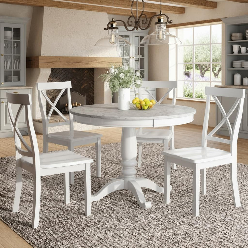 Round Dining Table Set for 4 with Chairs , 5 Pieces French Country Farmhouse ...