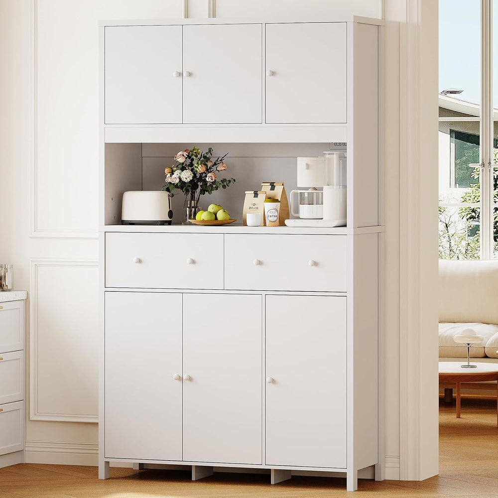 Garvee 71" H Pantry Cabinet with Charging Station, Tall Kitchen Pantry S...