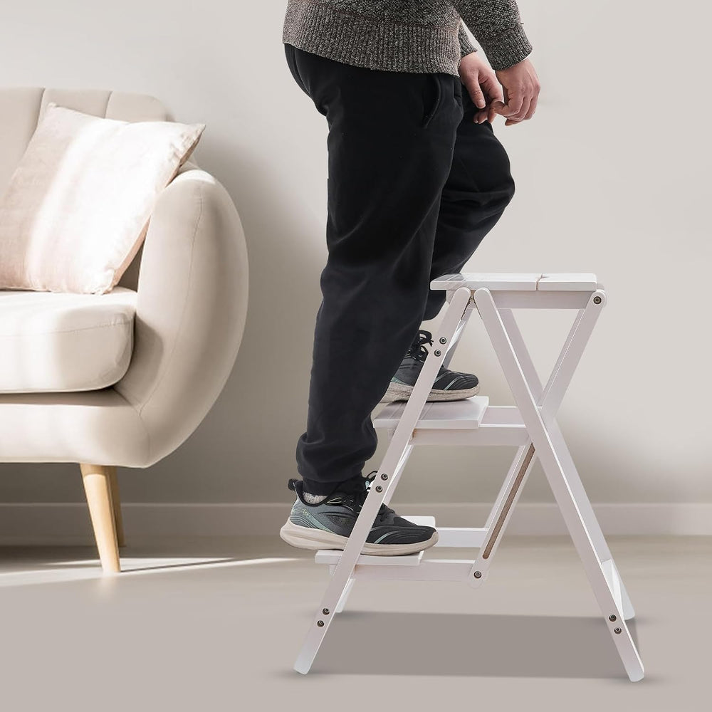3-Step Ladder Chair Folding Step Stool Chair 22.44" L x 16.33" W x ...