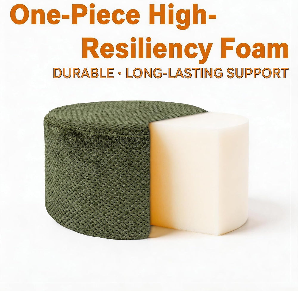 Poofieotto 20"x14" Round Foam Stuffed Pouf Ottoman - Modern Floor F...