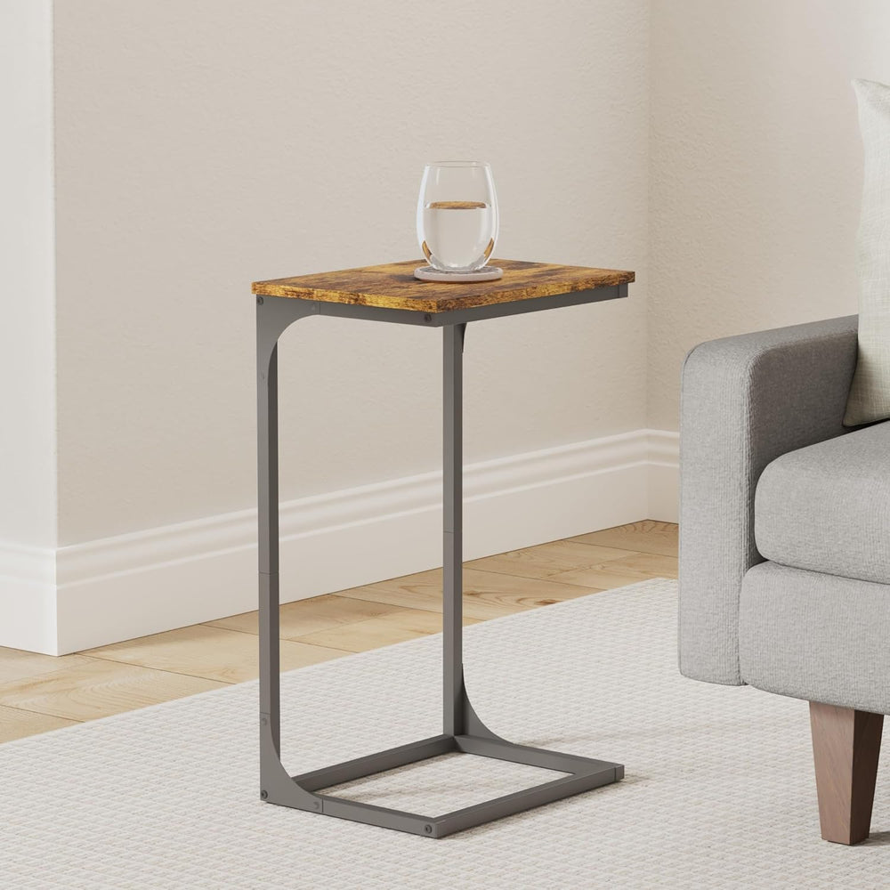 VASAGLE C-Shaped End Table, Side Table for Sofa, Couch Table with Metal Frame...