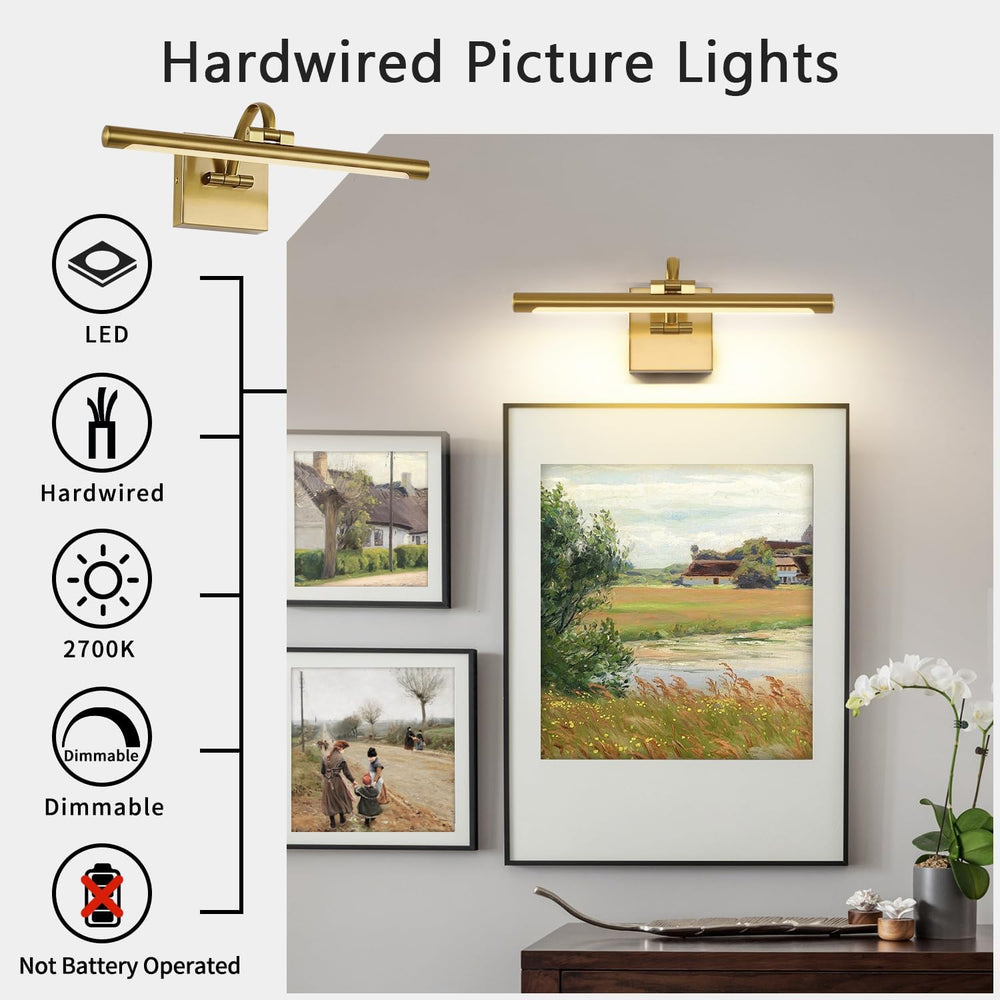 DESOOP Brass Picture Lights for wall Hard-Wired LED Picture Lighting Dimmable...