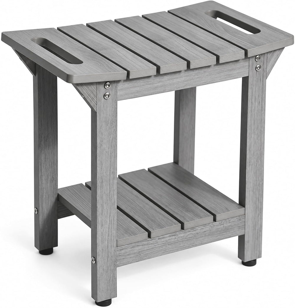 Waterproof HDPS 18.7" Shower Bench, Shower Chair for Inside Shower, Gray