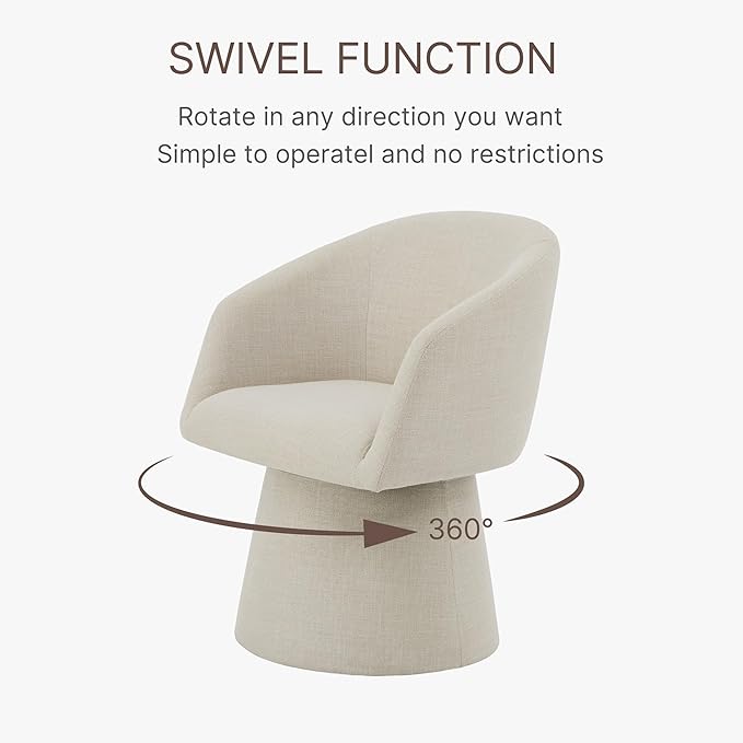 Swivel Dining Chairs Set of 4, Upholstered Mid Century Modern Deskchair with ...