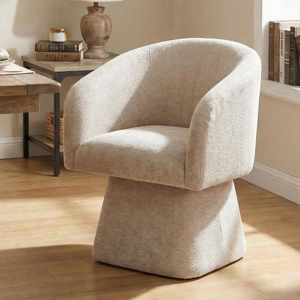 VKNOW Upholstered Swivel Dining Chairs Set of 4 with Barrel Back and Arm
