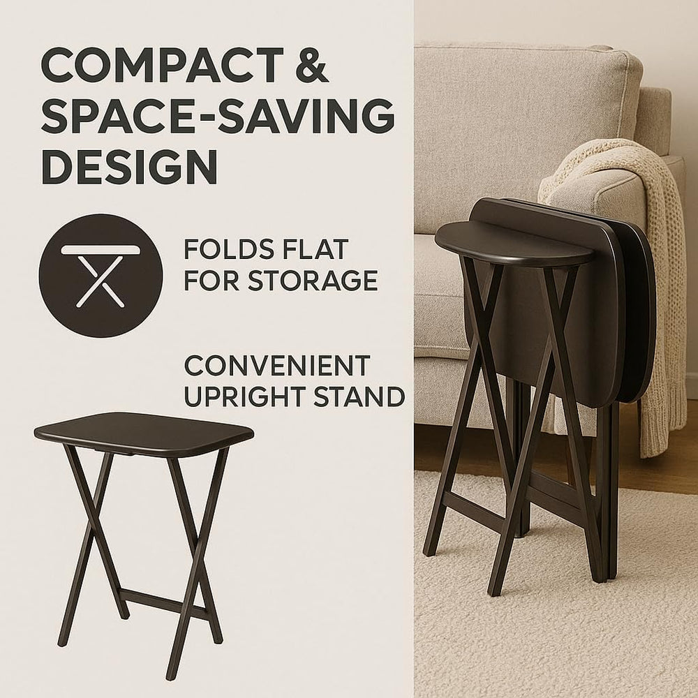 Ergode Wood Cade 2-Piece Snack Table Set - Stylish Folding Tables, Durable X-...
