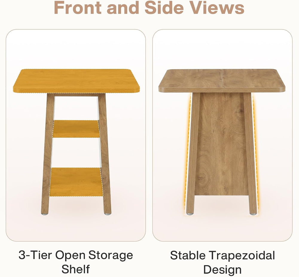 Tribesigns Kitchen Island with Storage, 3-Tier Square Counter Height Island T...