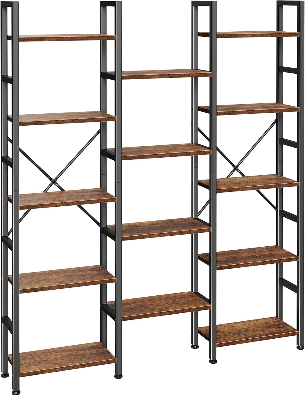 Huuger 5 Tier Bookshelf, 68'' Tall Bookcase, 14 Open Shelves, Rustic ...