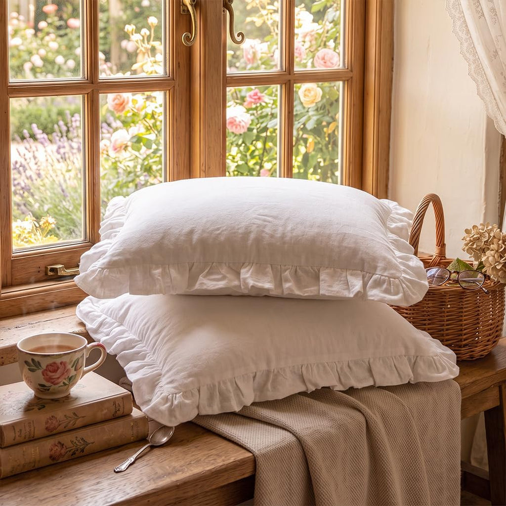 patdrea Designer Vintage White Throw Pillow Covers,Set of 2,12"x20"