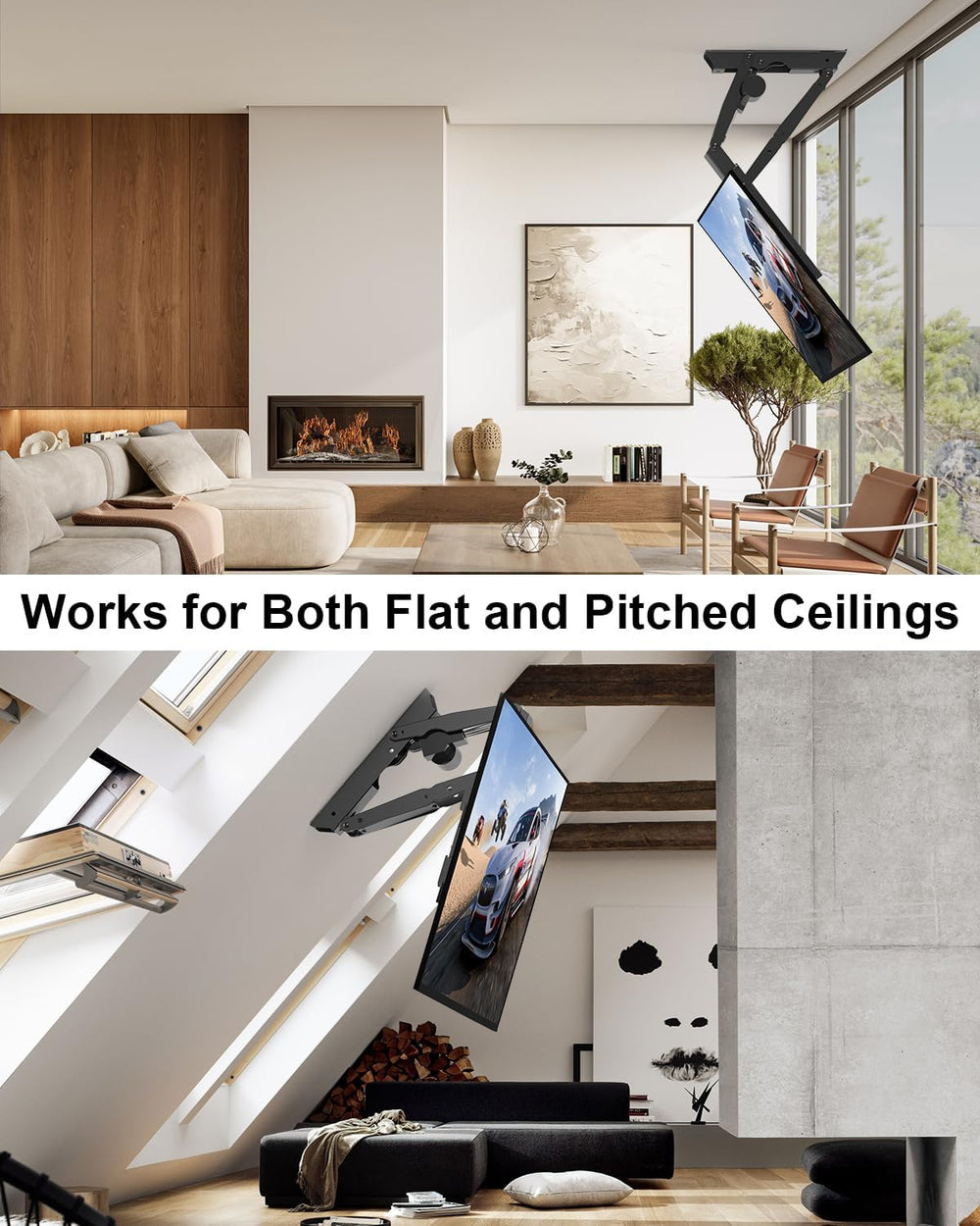 Electric Ceiling TV Mount with Remote for 23-55 inch Flat Curved Screen TVs |...