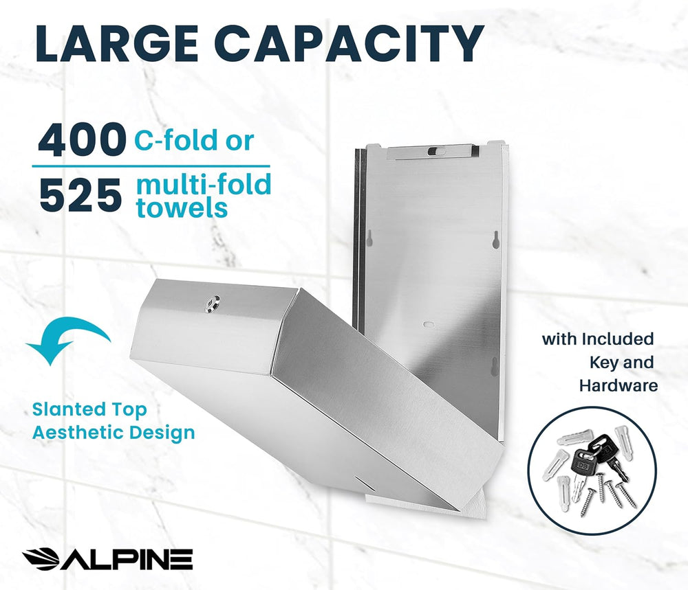 Alpine Commercial Paper Towel Dispenser – Wall-Mount Stainless Steel Holder f...