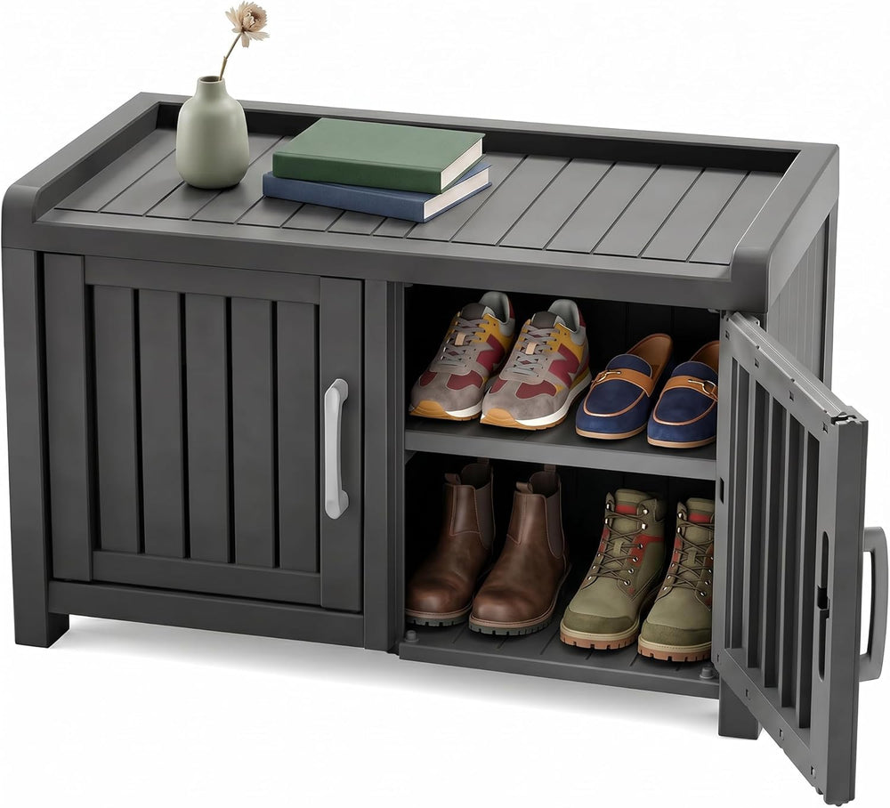 ROJIK Shoe Cabinet Waterproof UV-Resistant,Storage Bench Indoor Outdoor with ...