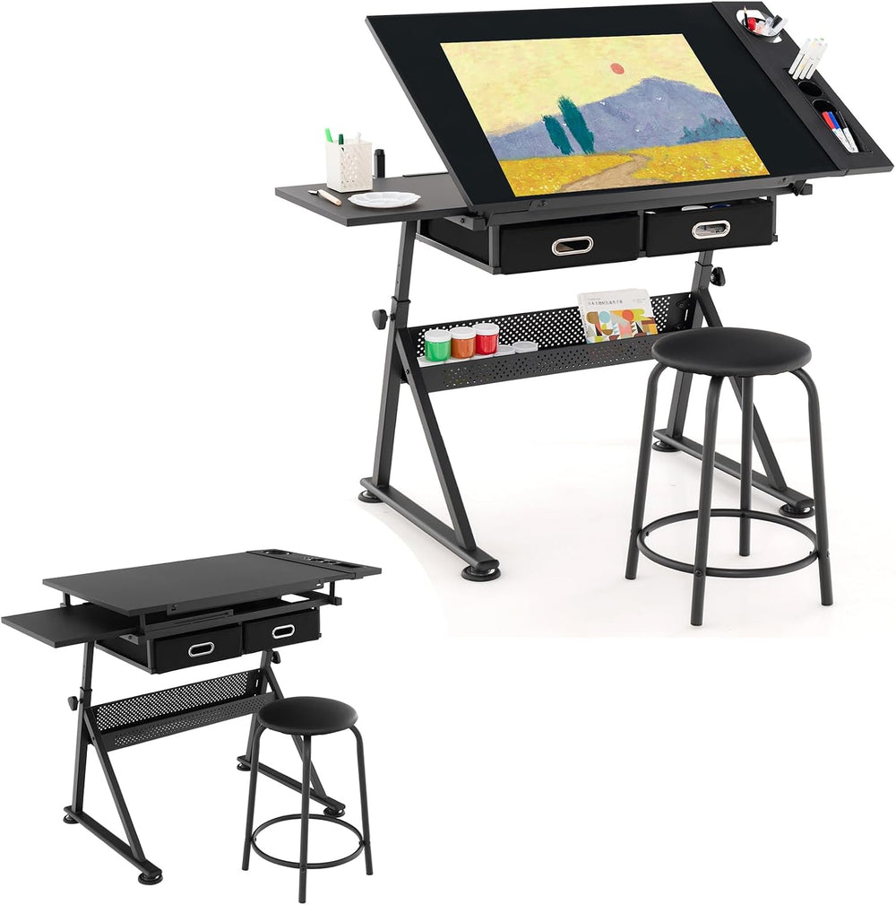 LIFEZEAL Height Adjustable Drawing Table, 119 x 60.5 x 91.5 cm, Drawing Table...