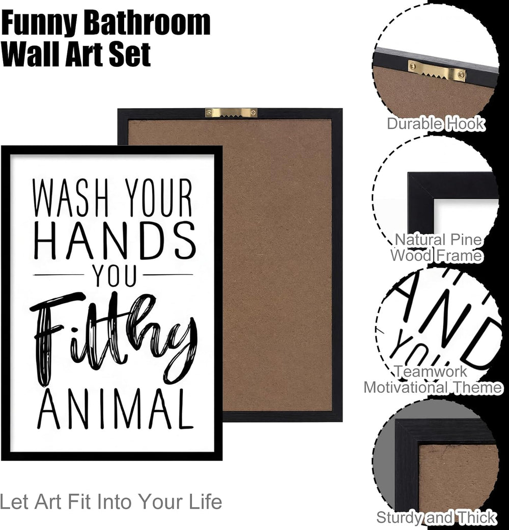 Faccito 8 Set Bathroom Wall Decor Funny Blaclk and White