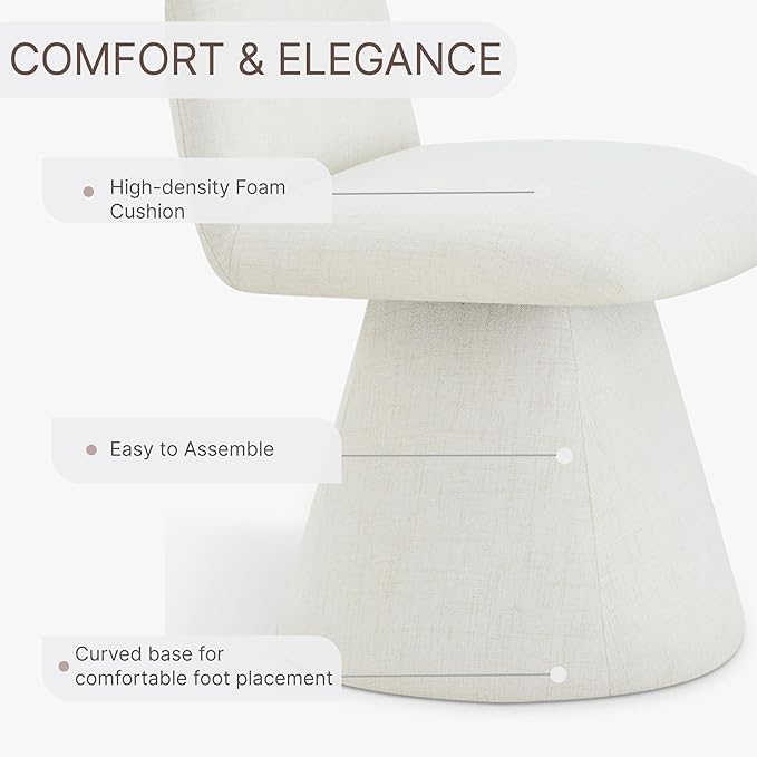 Swivel Dining Chairs Set of 1, Modern Upholstered Dining Chair Mid Century Ki...