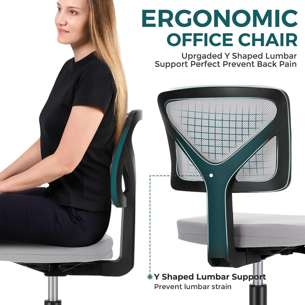 DUMOS Armless Small Desk Chairs, Ergonomic Home Office Mesh Chairs