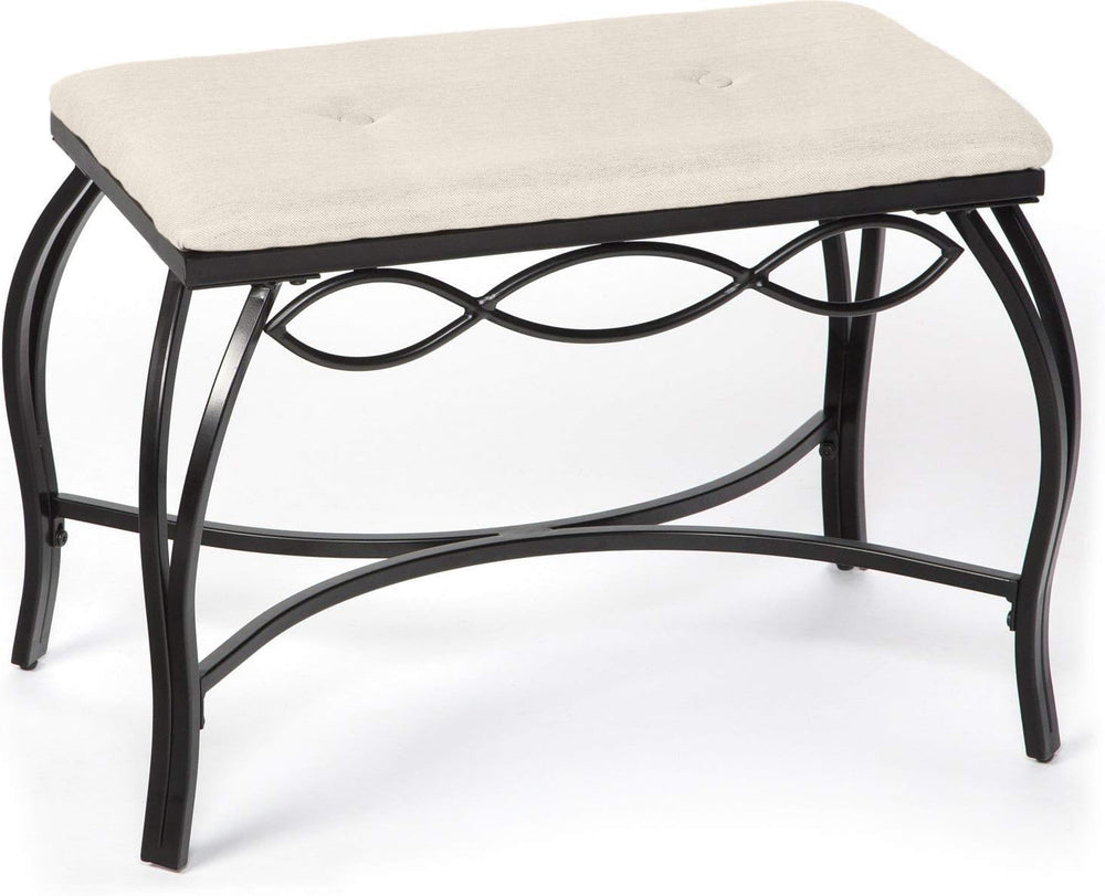 Mango Steam White Shoe Bench - Vanity Seat for Makeup Room, Dressing Stool, E...