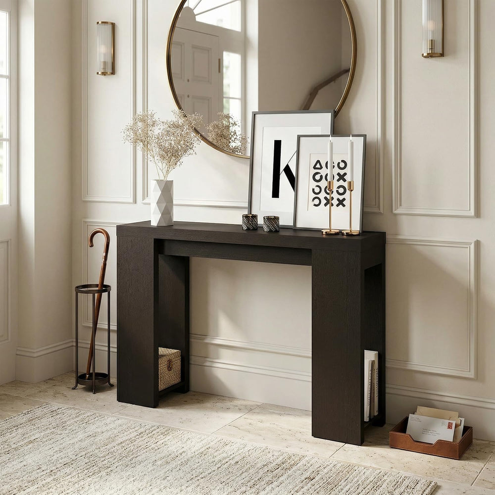 Furinno ARA 47-Inch Wide Entryway Table, Narrow Console Table, Dark Oak | Thi...