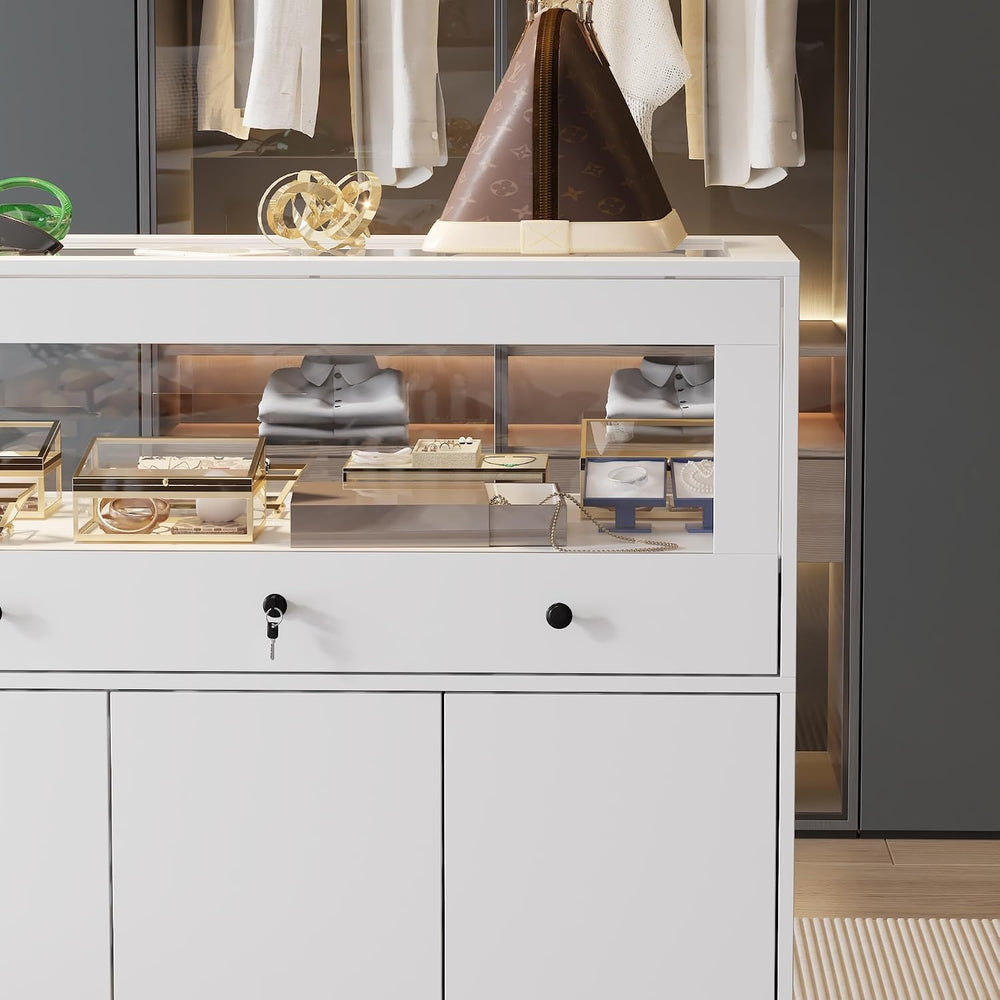 Homsee Wardrobe Armoire Closet with Lock, Walk-in Closet Island Dresser with ...