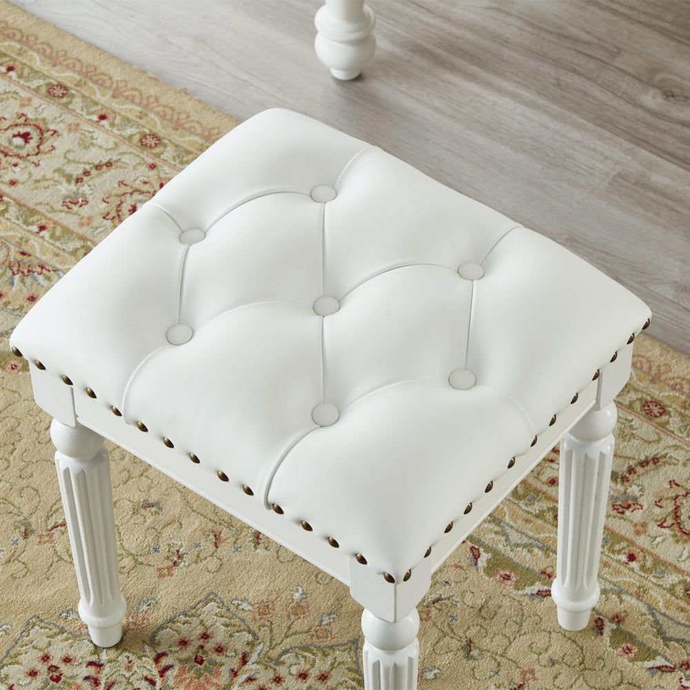 Vanity Bench Stool with Microfiber Leather Cushion, Vanity Chair Ottoman Dres...