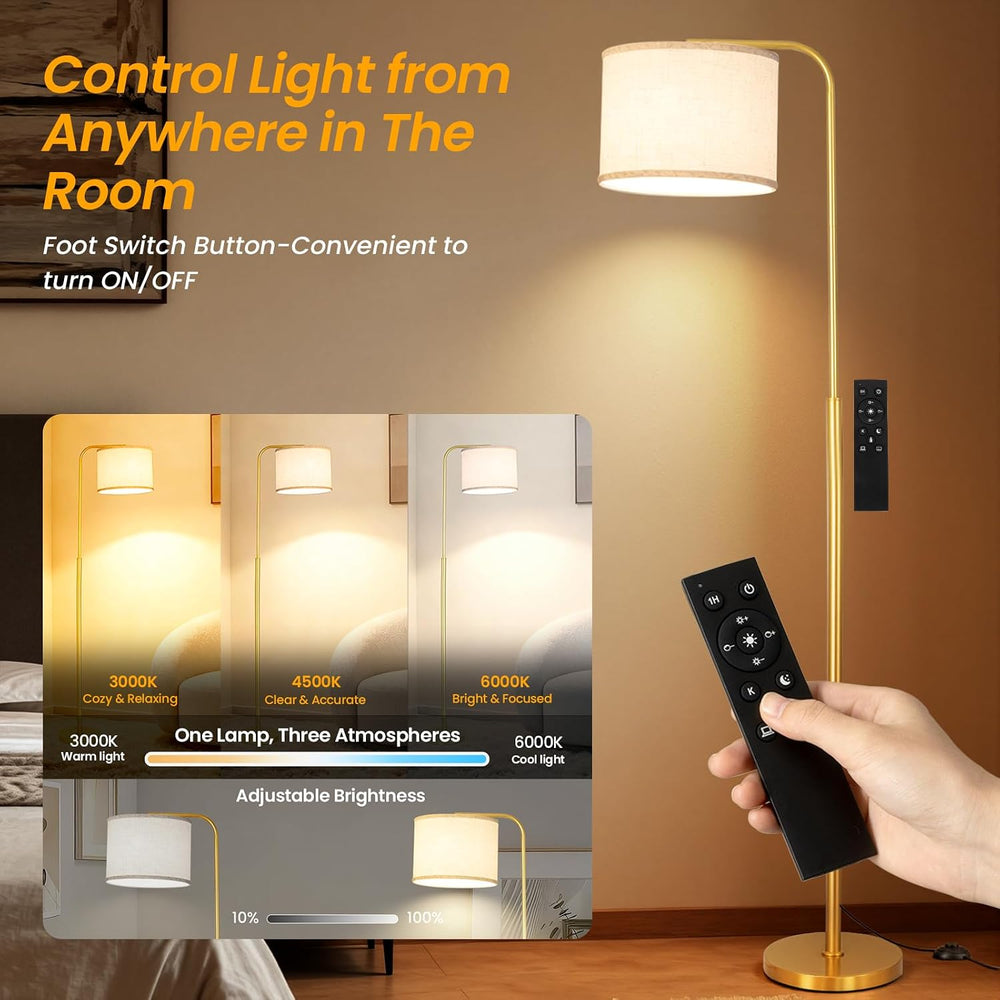 Arc Floor Lamp with Remote and Dimmable Gold Floor lamps for Living Room