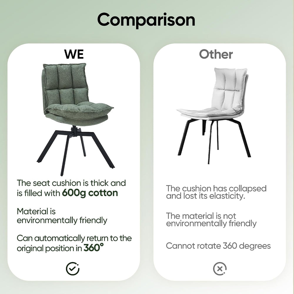 Swivel Dining Chairs Set of 6, Mid-Century Modern Chairs with Linen Fabric, H...