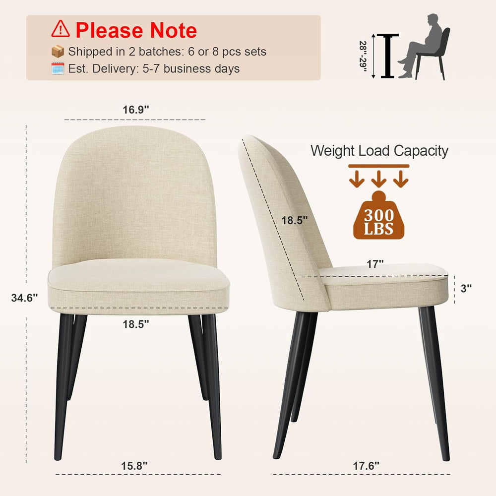 Upholstered Dining Chairs Set of 6, Comfortable Chenille Fabric Kitchen Chair...