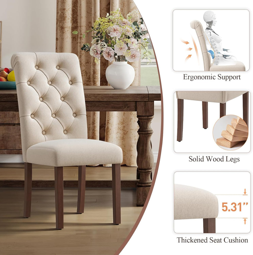 MALOL Upholstered Tufted Dining Room Chairs Set of 6, Parsons Kitchen Chairs ...