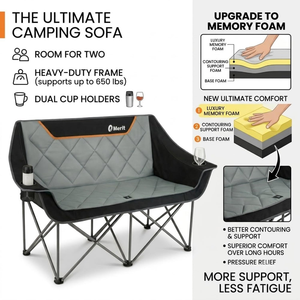 EMERIT Oversized Fully Padded Camping Chair, Heavy Duty 650LB Folding Camping...