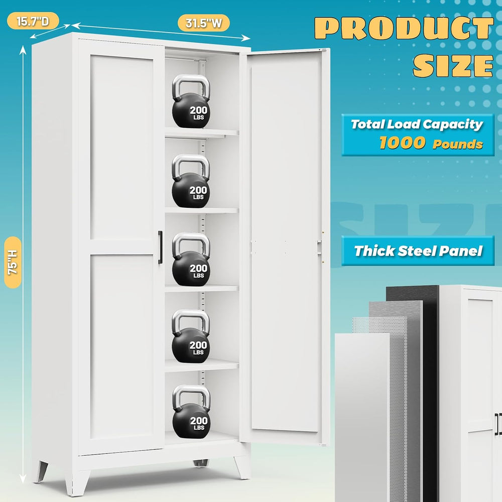 75" Pantry Cabinet,Kitchen Storage Cabinet with Adjustable Shelves | 100...