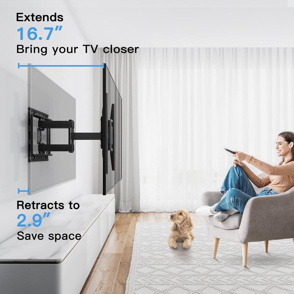 Pipishell Full Motion TV Wall Mount for 37-75 inch Flat/Curved TVs up to 100l...