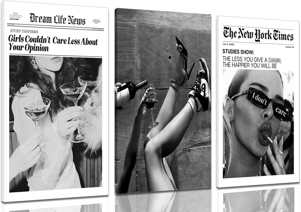 Trendy The New York Times Wall Art 12x16in Framed, Black and White Elegant Ur...