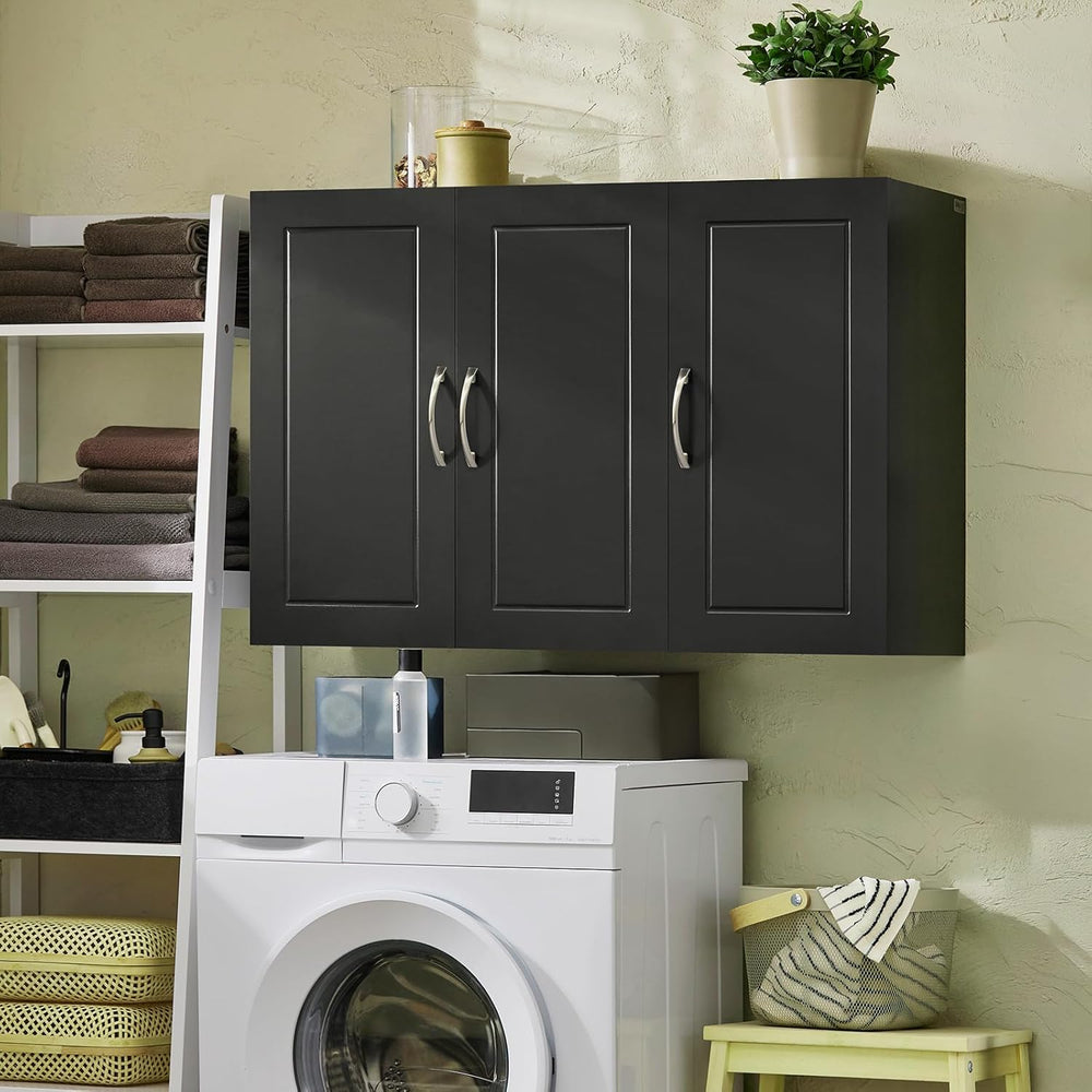 3-Doors Bathroom and Laundry Room Wall Cabinet with Adjustable Shelves, Medic...