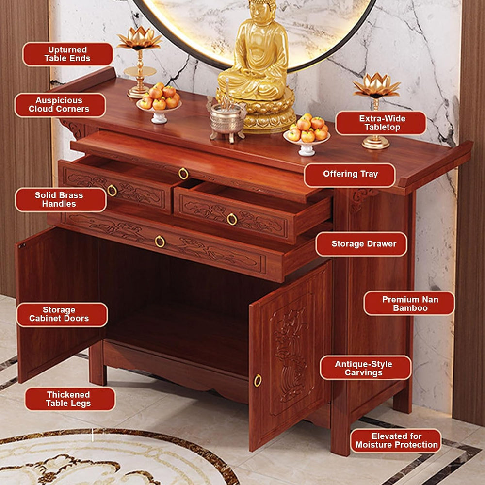 Free Standing Altar Table, Multifunction Meditation Altar Table with Drawer a...