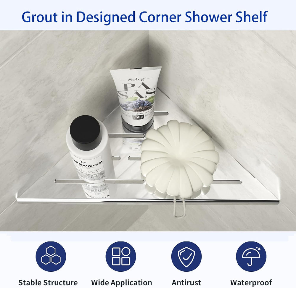 8‘’ Corner Shower Shelf 2PCS, 304 Stainless Steel Recessed Bathroom Shelves f...