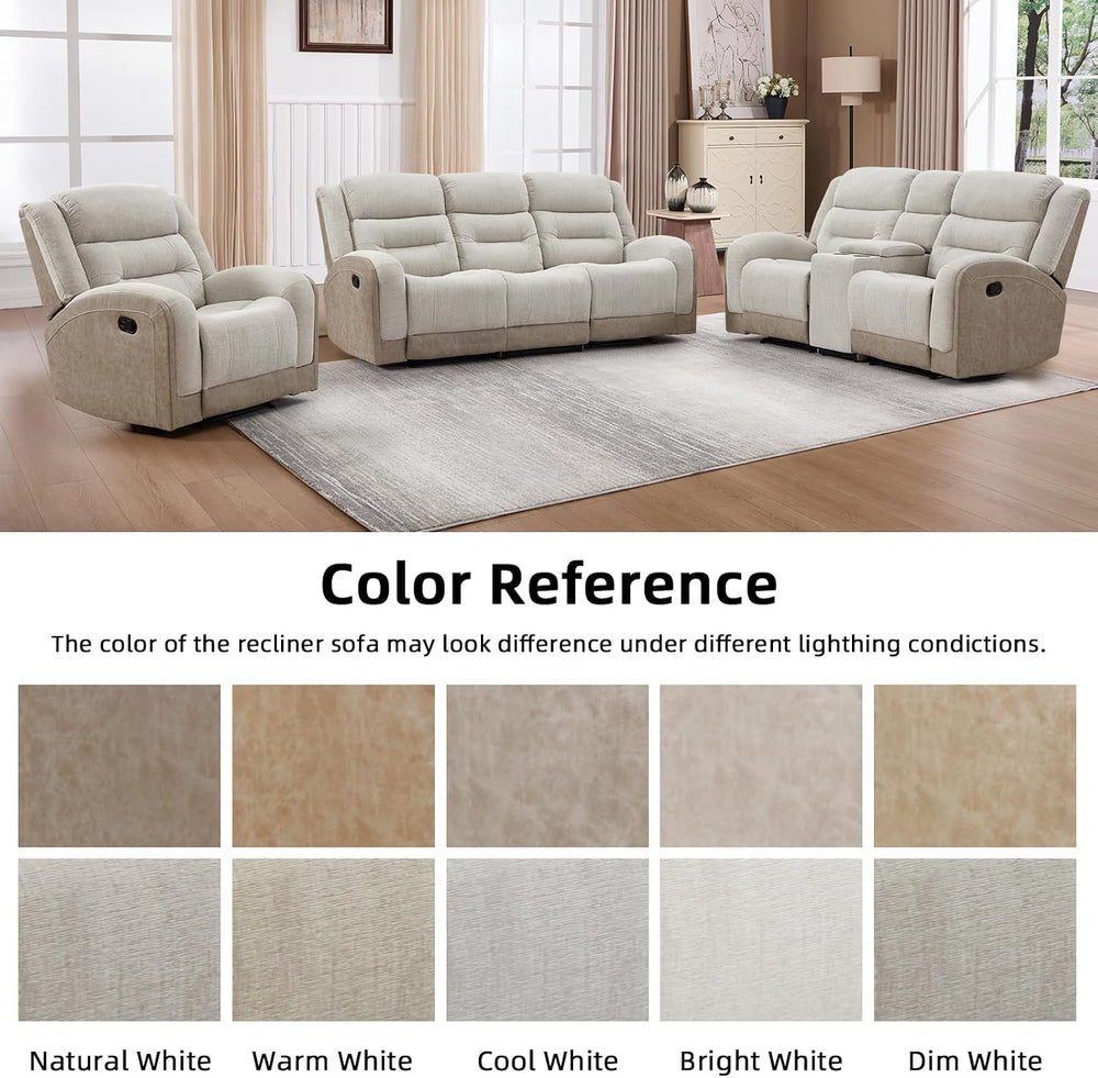 EBELLO 2 Piece Manual Recliner Sofa Set, 1 Loveseat with Center Console, Hidd...