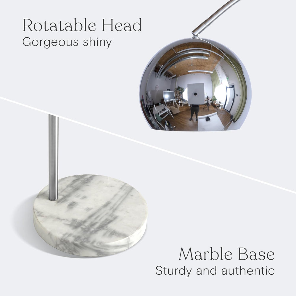 Brightech Olivia Floor Lamp - Chic Arc Lamp with Rounded Spolight Head and Ma...