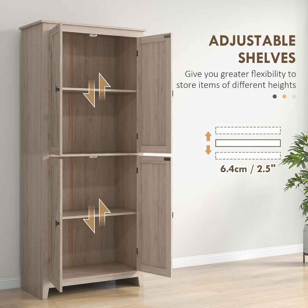 31.5" D*15.75" W*71.75" H Natural Wood Kitchen Pantry with 2 S...