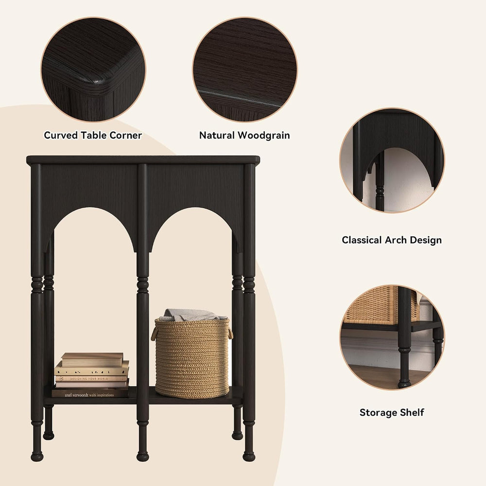 Console Table with Storage Shelf Set of 2, Retro Modern 2-Tier Entryway Table...