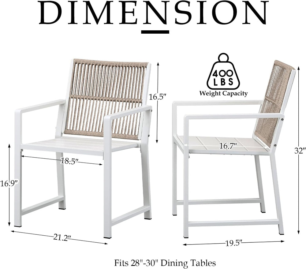 Outdoor HDPE Patio Dining Chairs ,400Lbs,White ,Set of 2