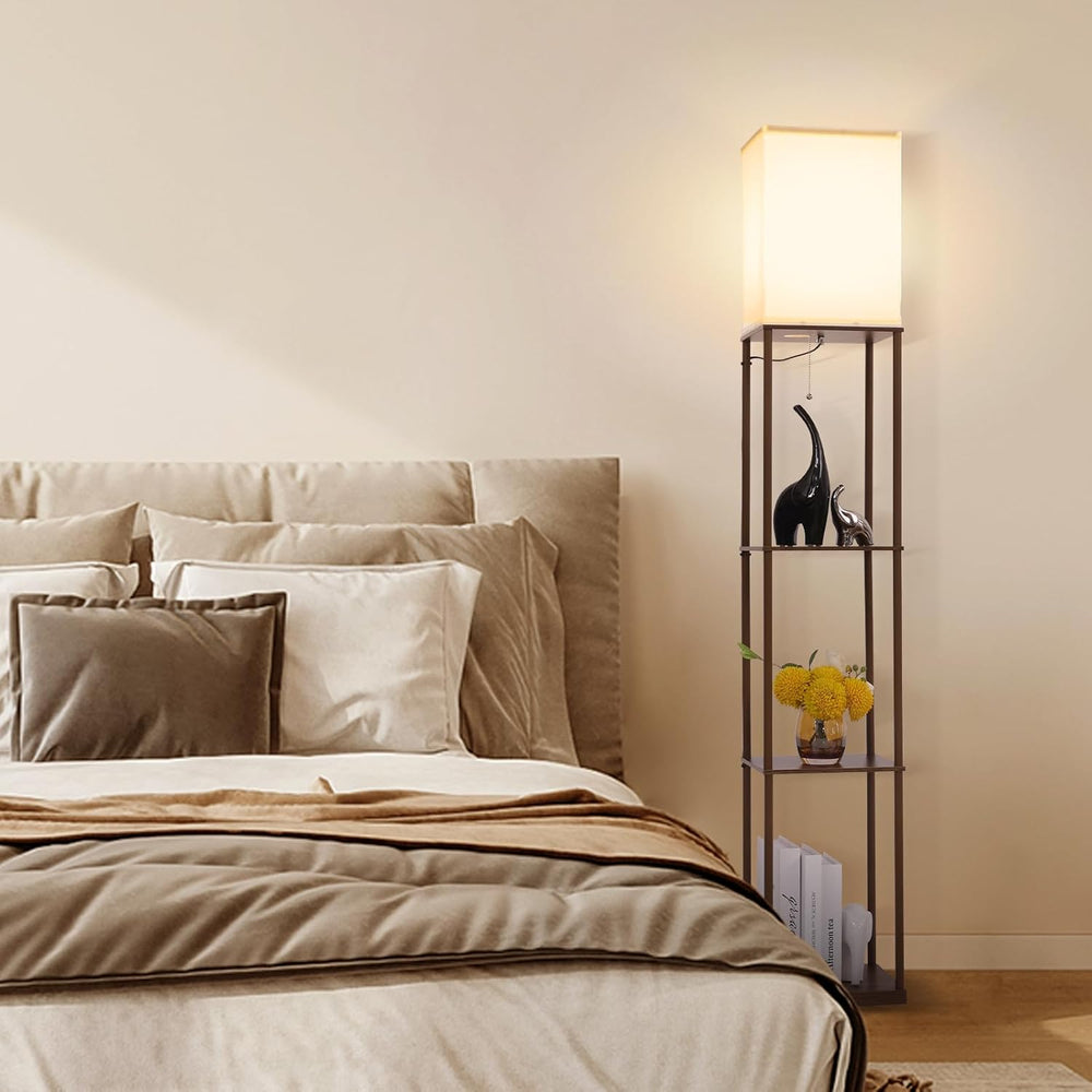 Gupuzm Floor Lamp with Shelves, Modern Square Standing Lamp with 3 Color Temp...