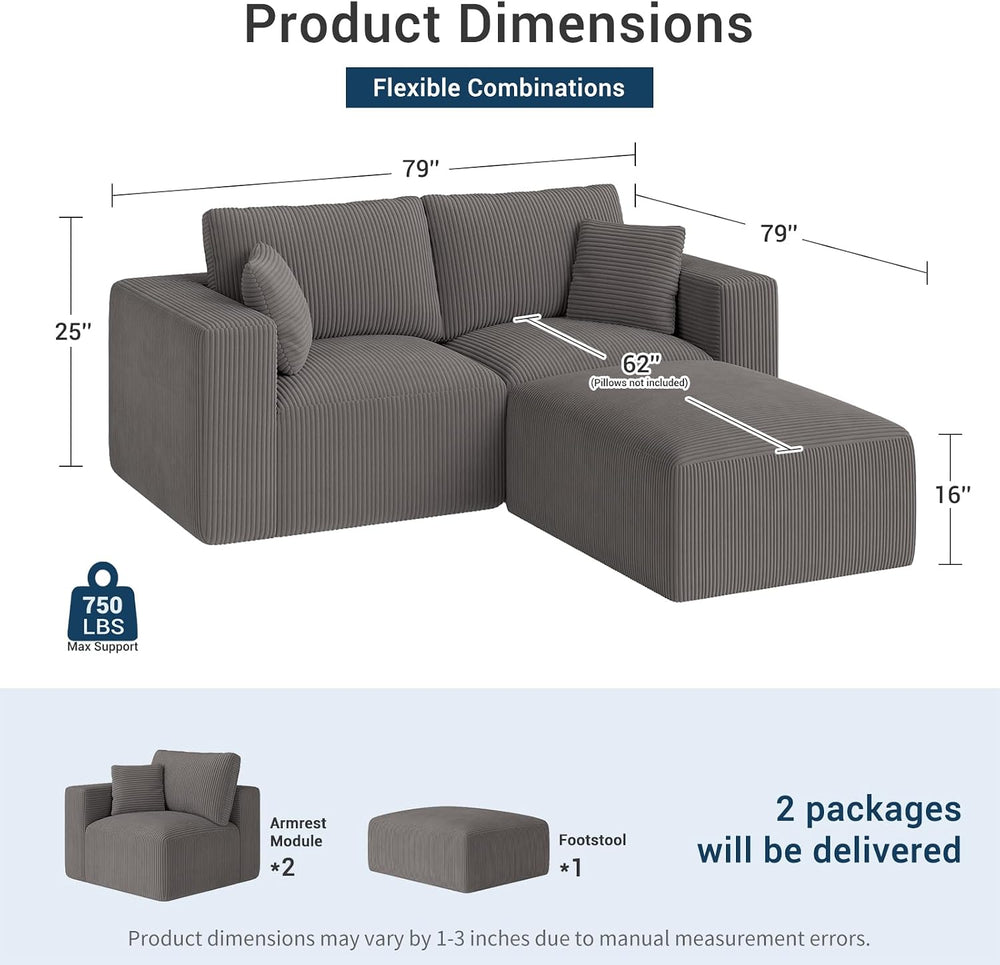 Modular Sleeper Sofa Couch Modern Sectional Couches for Living Room - 79"...
