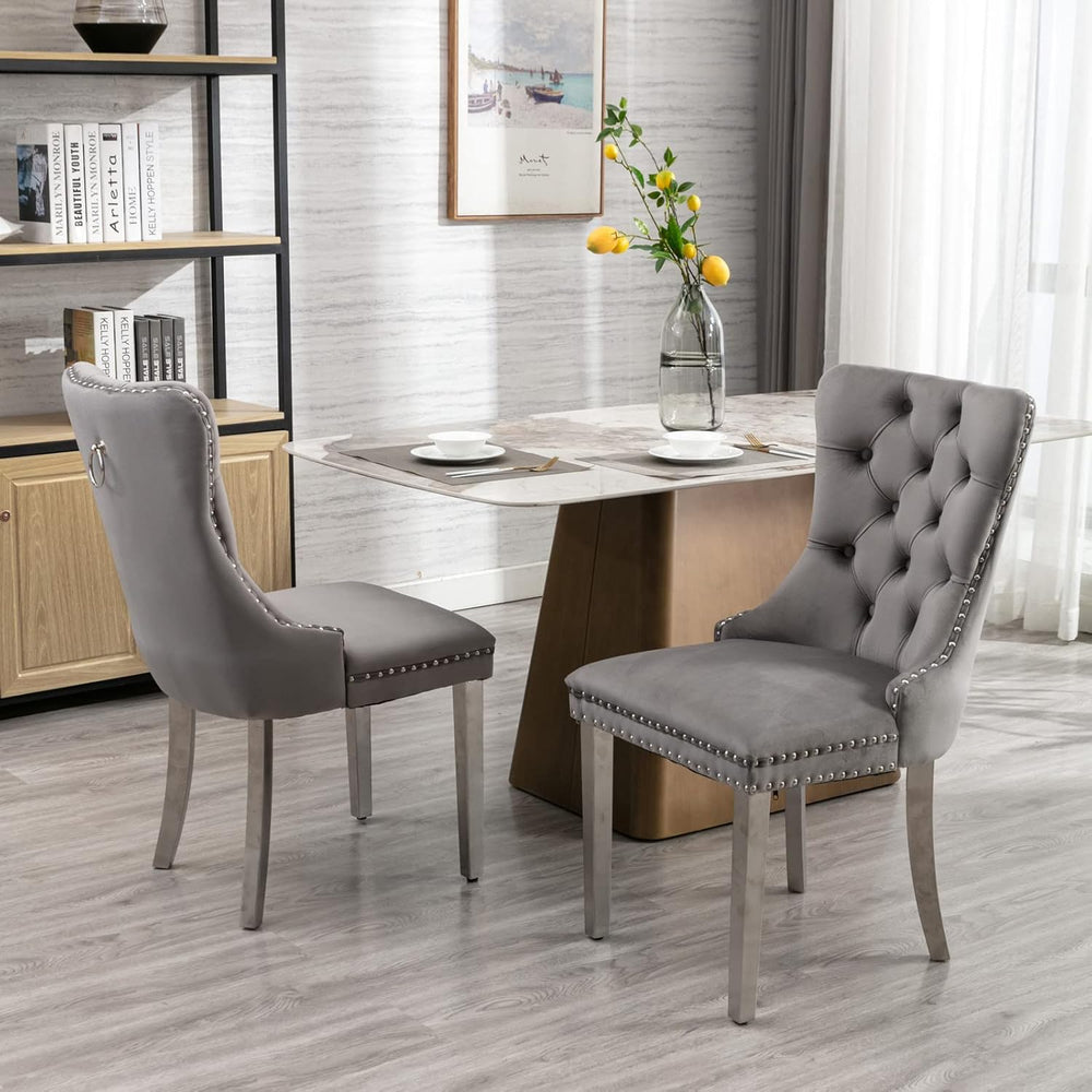 Extendable Dining Table Set of 6, White Rustic Kitchen Dining Table & 6 G...