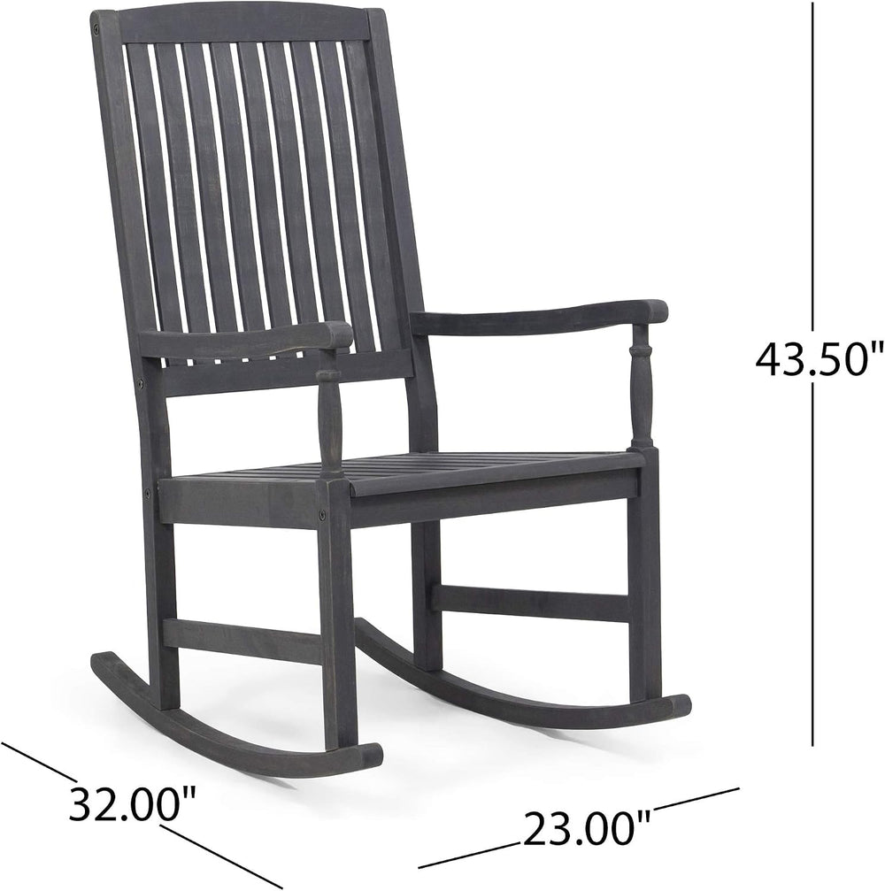 Great Deal Furniture GDFStudio Outdoor Acacia Wood Rocking Chairs (Set of 2),...