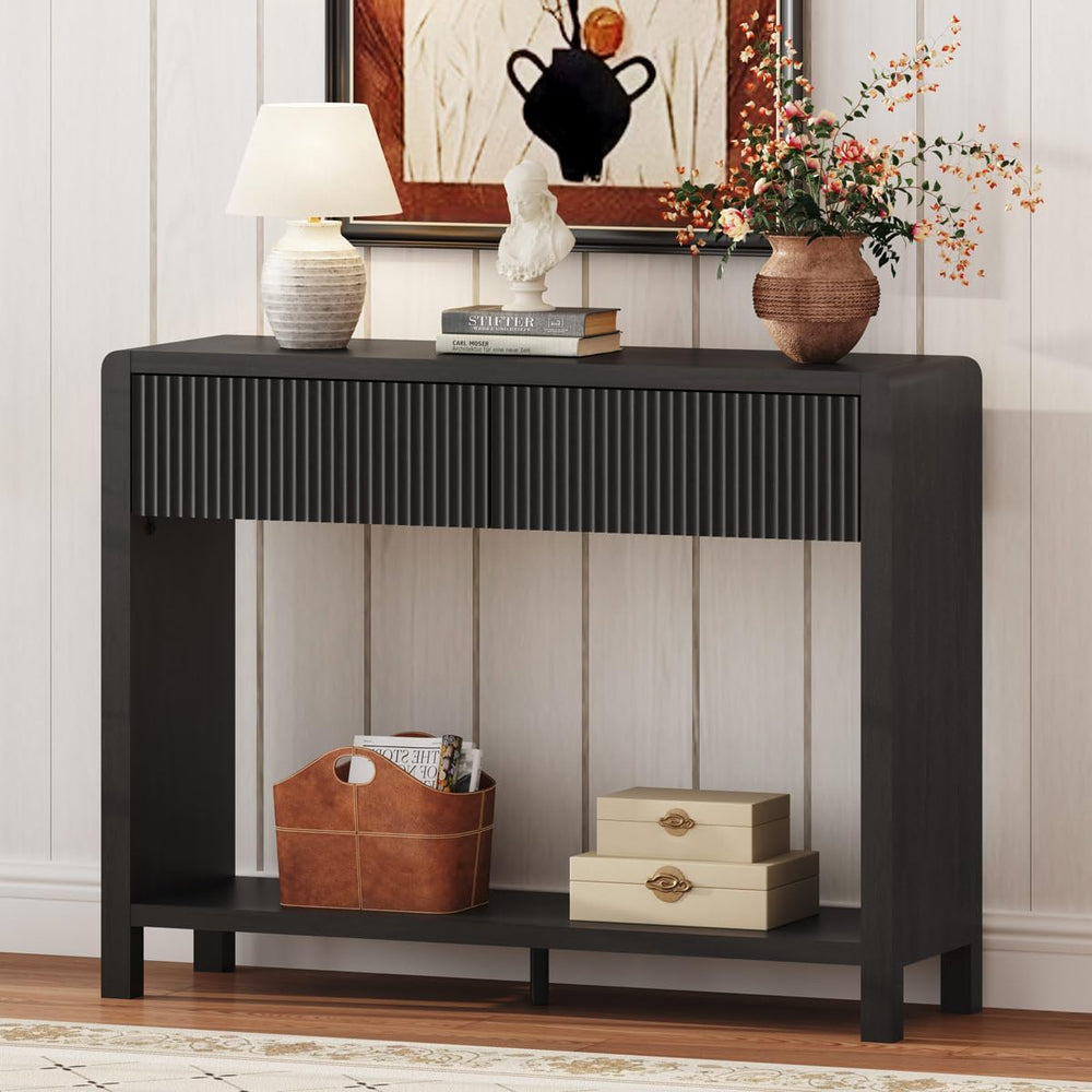 FATORRI Console Entryway Table, Modern Sofa Table with 2 Drawers for Living R...