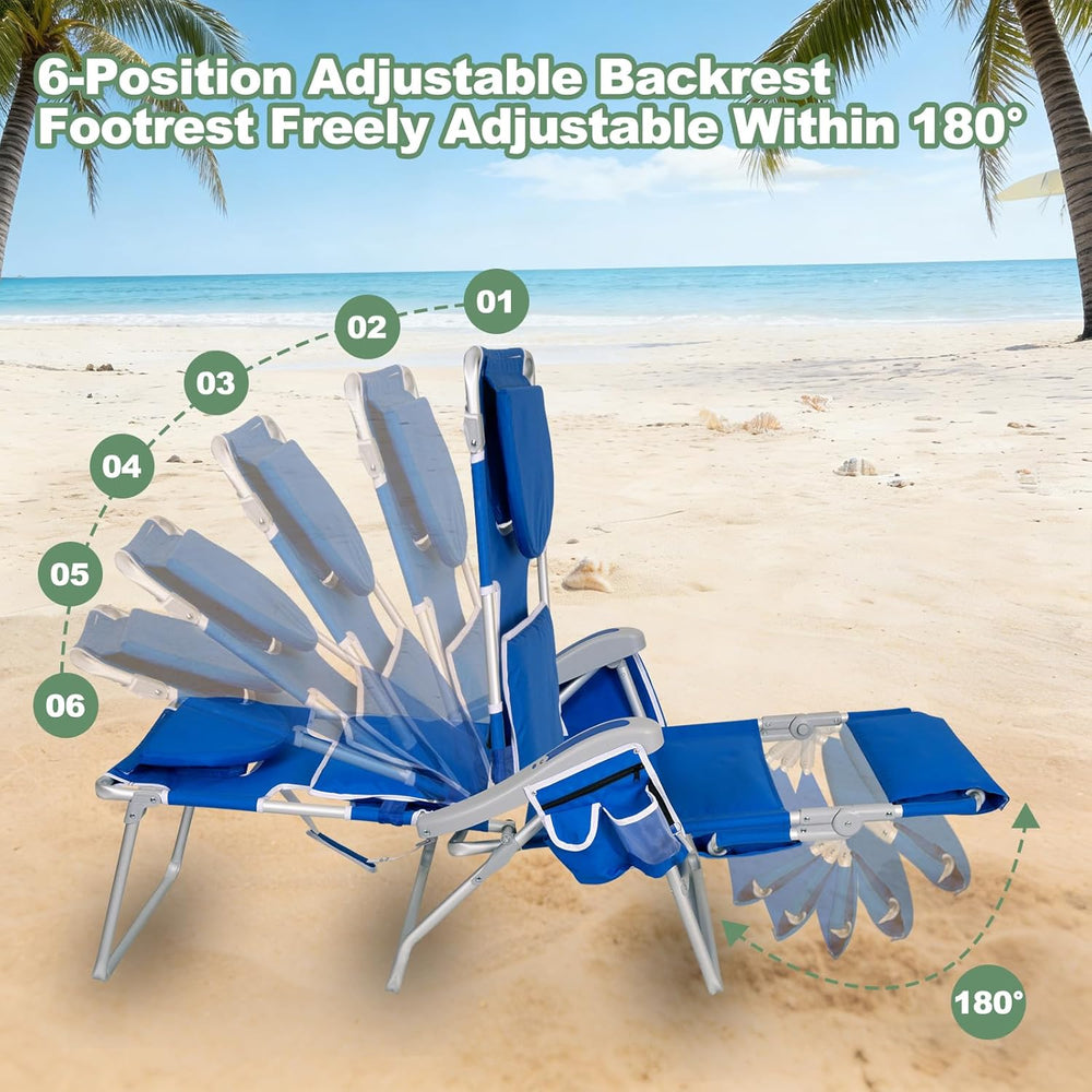 Romswi 3 in 1 Beach Chair with Face Hole, Reclining Sun Tanning Lounge Chair ...