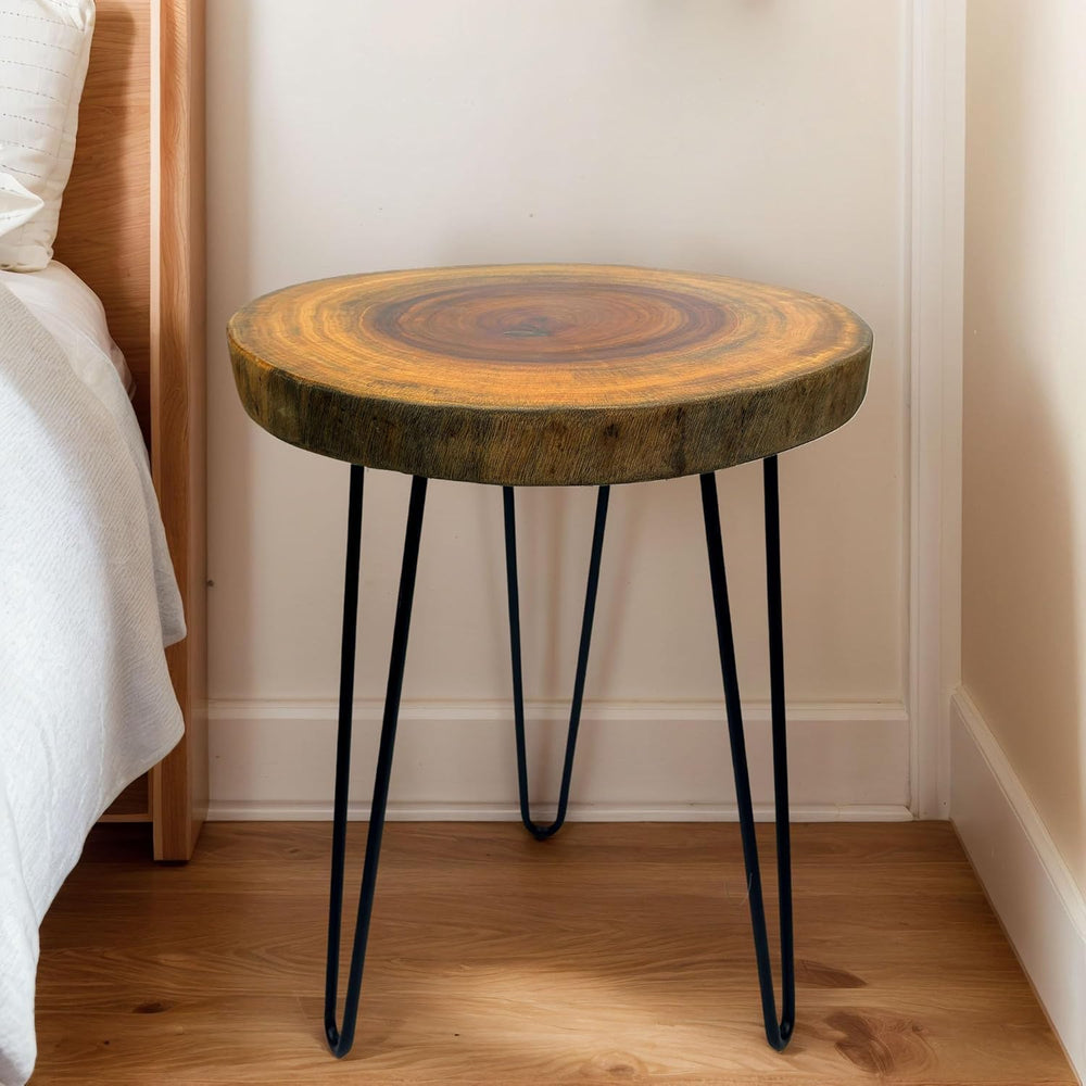 Live Edge End Table, About 15-18" W x 17" H Natural Edge Camphor Wo...